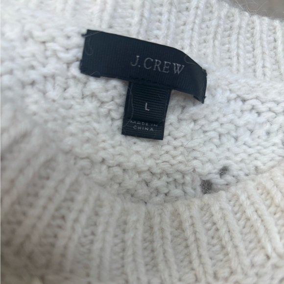 J. CREW CABLE KNIT FISHERMAN ALPACA BLEND TEXTURED WHITE CREWNECK SWEATER SZ L - Picture 8 of 11